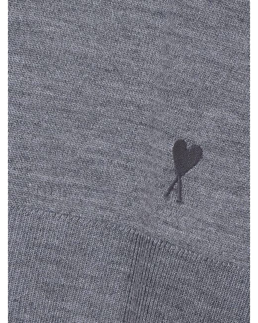 AMI Gray Cotton Crewneck Pullover for men