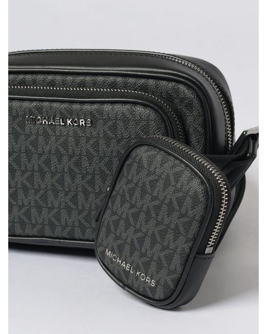 Michael Kors Black Hudson Coated Cotton Bag With Mk Monogram for men