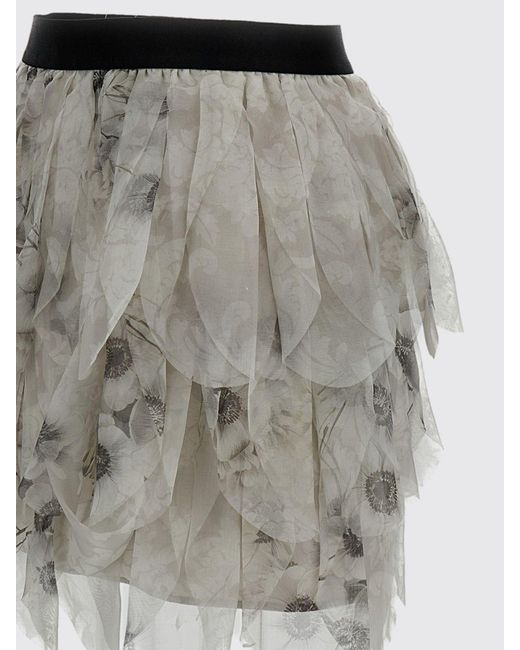 Max Mara Gray Floral Print Silk Mini Skirt