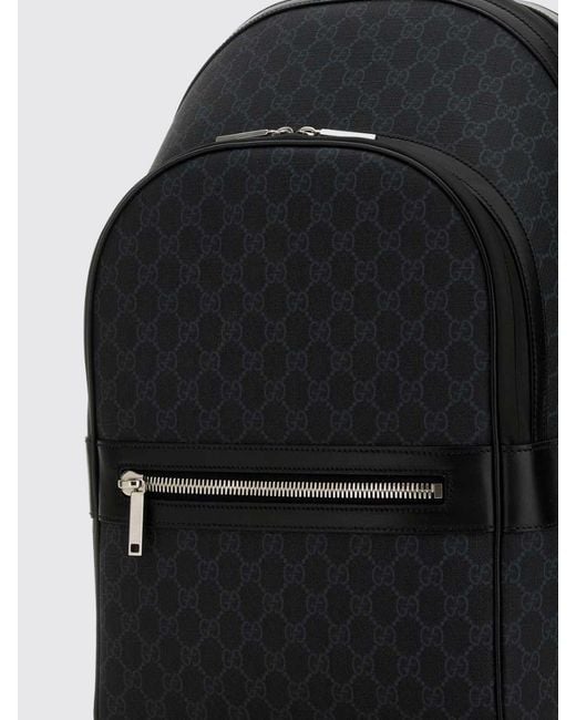 Gucci Black Gg Supreme Monogram Backpack With Adjustable Straps