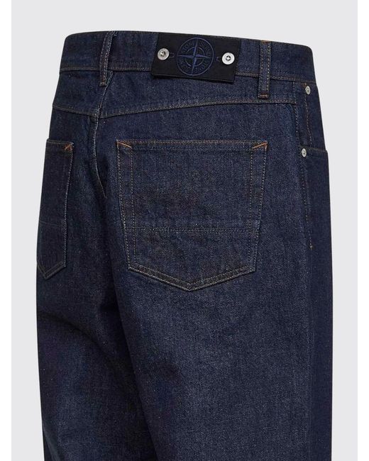 Stone Island Blue Straight Cotton Denim Jeans for men