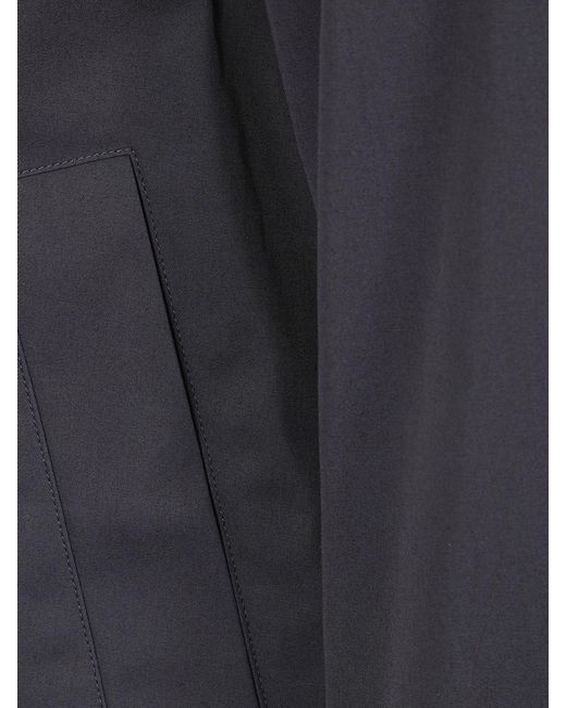 Herno Blue Short Cotton Hooded Raincoat With A Classic Collar And Button Closure for men