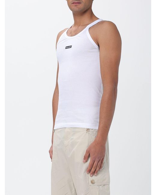 Dolce & Gabbana White Dolce &Amp Gabbana Cotton Tank Top With Logo for men