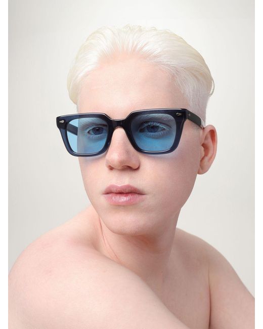 Moscot Blue Acetate Sunglasses for men