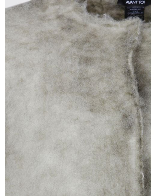 Avant Toi Green Short Alpaca Wool-Blend Coat With Crew Neck And Patch Pockets