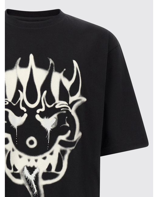 Y-3 Black Cotton T-Shirt With Graphic Print And Short Sleeves for men