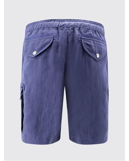 Brunello Cucinelli Blue Linen And Cotton Shorts for men