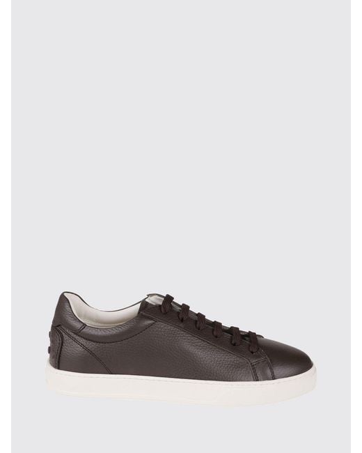 Tod's Brown Low-Top Hammered Calfskin Sneakers With Heel Rubber Pebbles for men