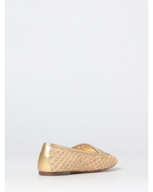 Twinset Natural Woven Raffia Loafers With Laminated Leather Details