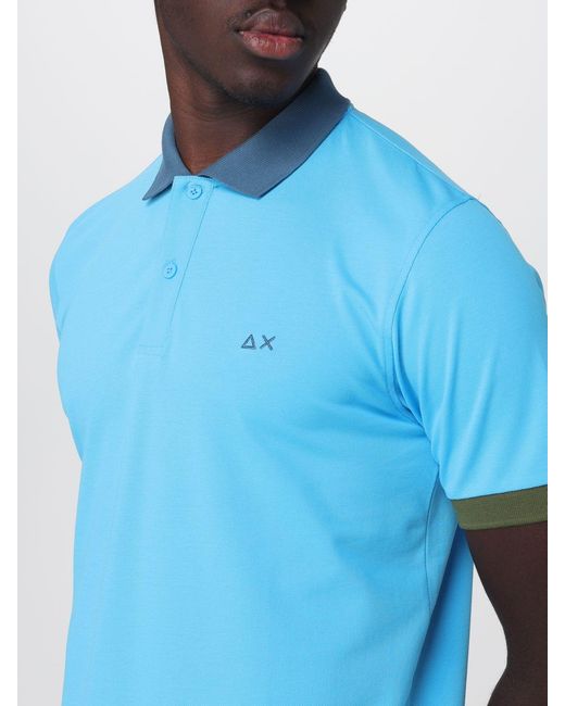 Sun 68 Blue Cotton Polo Shirt for men