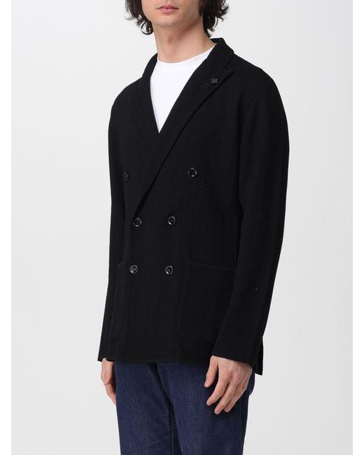 Lardini Black Double-Breasted Blazer for men