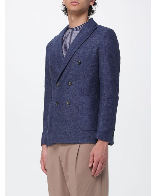 Circolo 1901 Blue Double Breasted Linen And Cotton Blazer for men