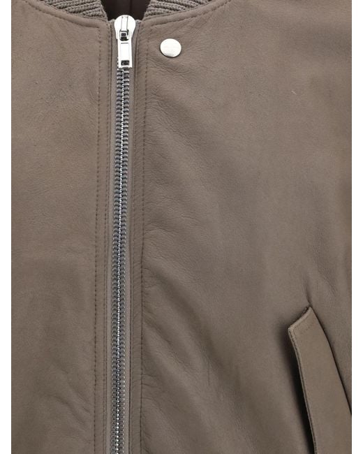 Rick Owens Gray Leather Bomber Jacket for men