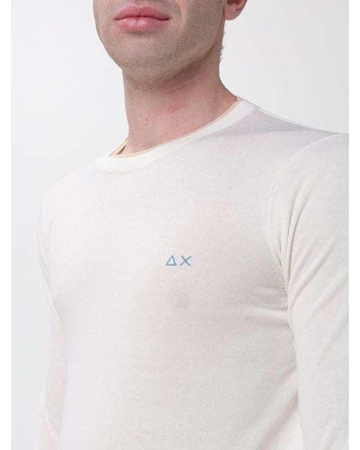 Sun 68 White Crew Neck Cotton Pullover for men