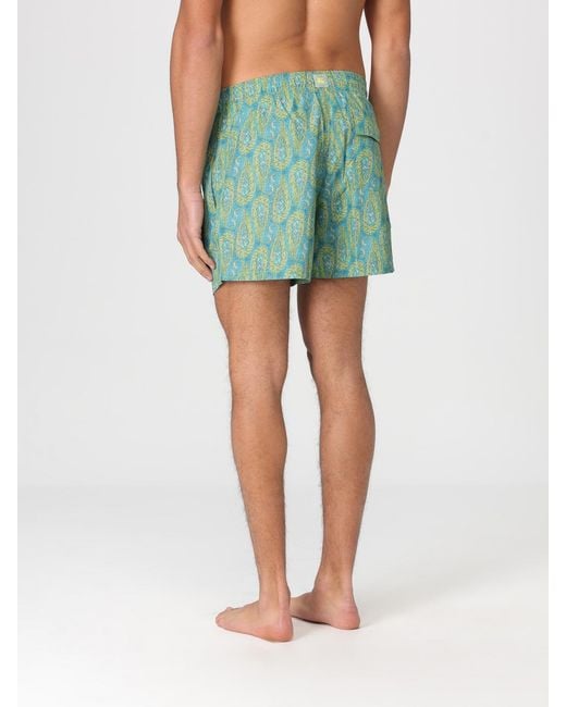Etro Green Polyester Swimsuit With Paisley Print for men