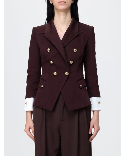 Elisabetta Franchi Red Double-Breasted Blazer