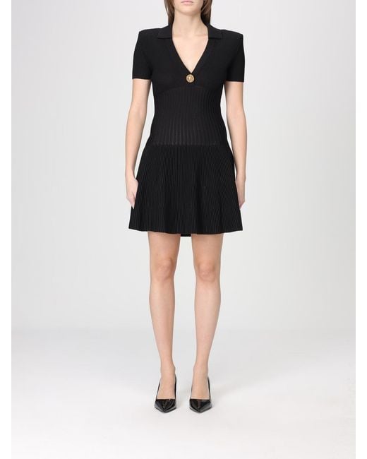 Balmain Black Wool Blend Knit Mini Dress