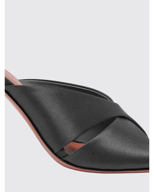 AMINA MUADDI Black Salma Silk Satin Mules