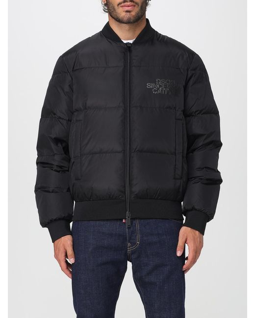 DSquared² Blue Padded Jacket With Zip Fastening And Ribbed Edges for men