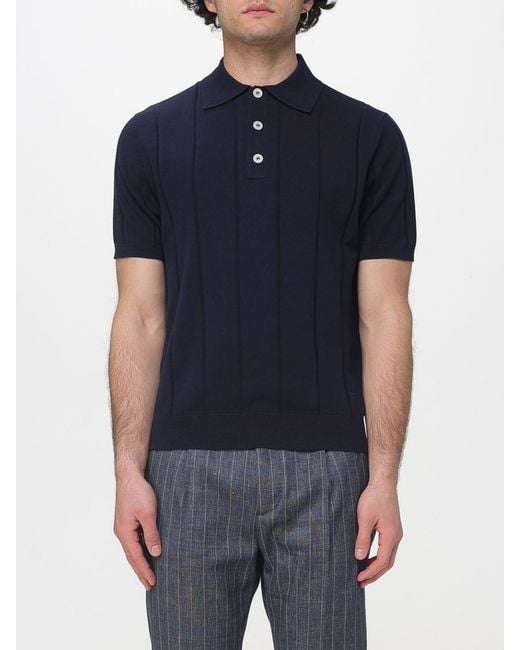 Manuel Ritz Blue Cotton Knit Polo Shirt for men