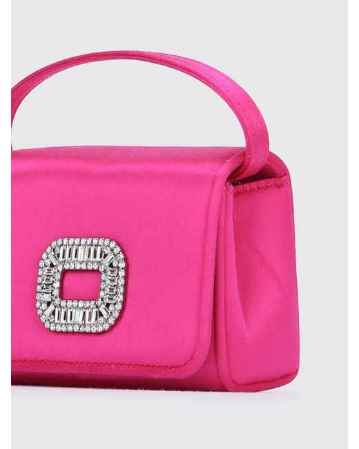 Roger Vivier Pink Pilgrim Satin Bag With Jewel Buckle