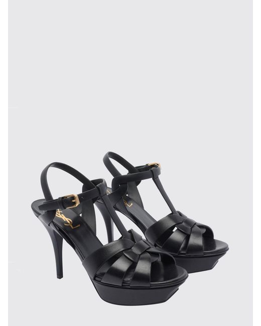 Saint Laurent Black Tribute Leather Sandals
