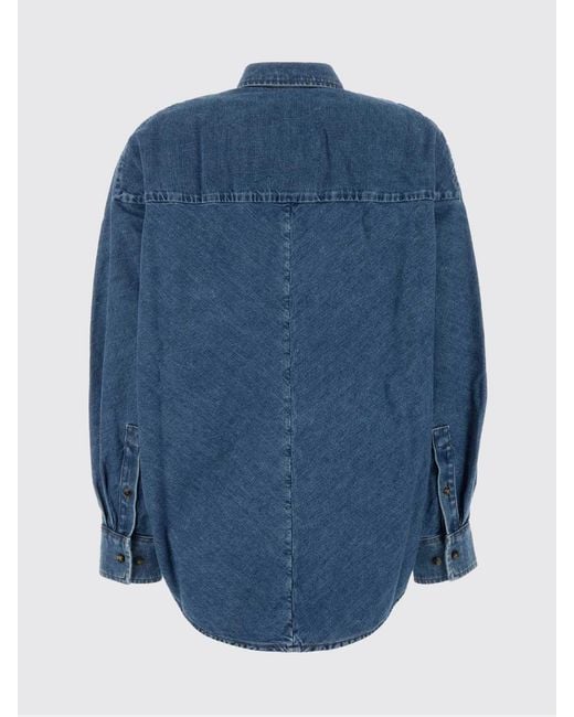 Camisa Relaxed Fit De En Denim De Algodón Con Logotipo Anagram Bordado Loewe de color Blue