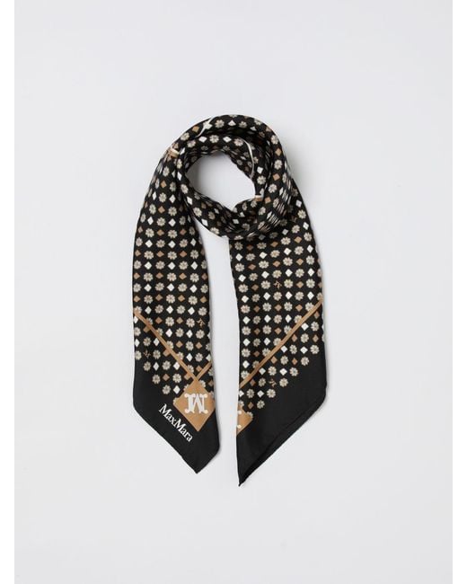 Max Mara Black Mixed Print Silk Foulard