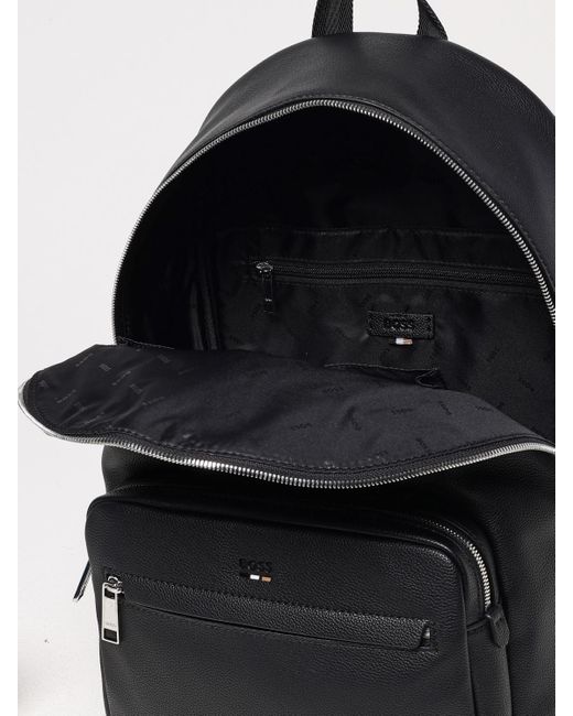 Boss Black Ray Grained Faux Leather Backpack for men