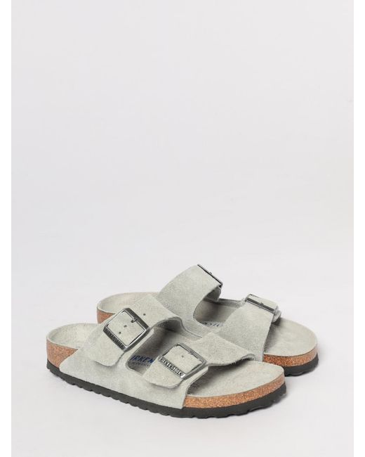Birkenstock White Arizona Suede Sandals