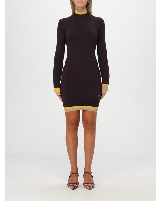 Robe Courte À Design Superposé Fendi en coloris Multicolor
