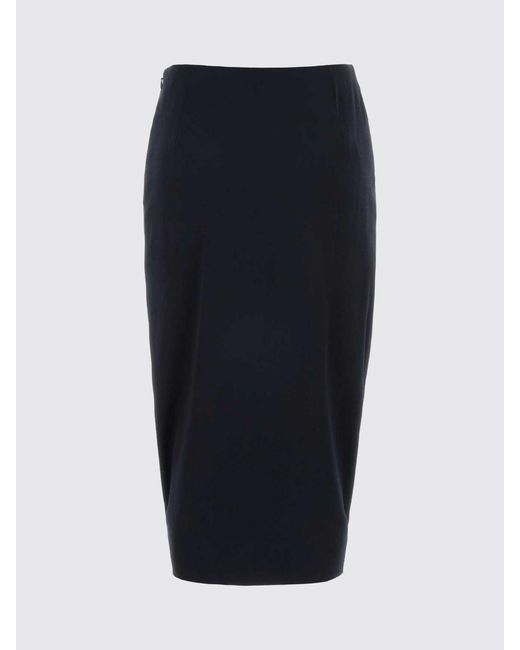 Valentino Black High-Waisted Satin Pencil Midi Skirt With Curved Hem