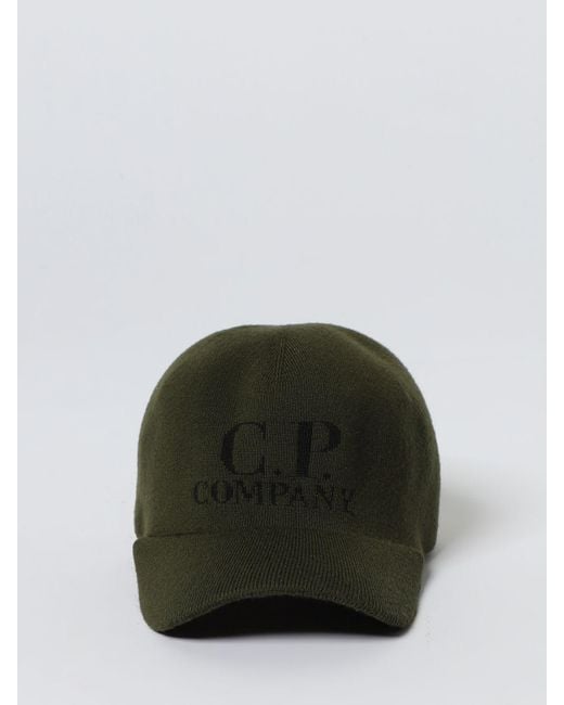 C P Company Green Extrafine Merino Wool Hat for men