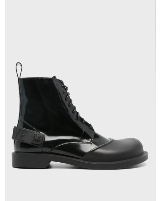 Loewe Black Campo Lace-up Leather Boots for men