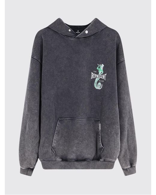 Represent Gray Cotton Hoodie for men