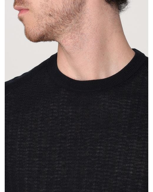 Emporio Armani Blue Ribbed Knit Crew Neck Sweater for men