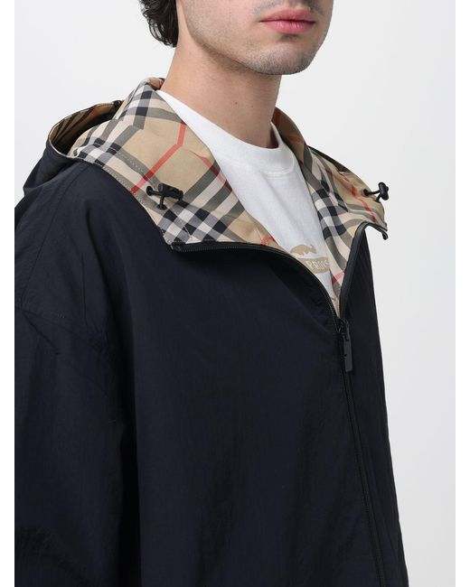 Burberry Blue Reversible Check Polyester Jacket for men