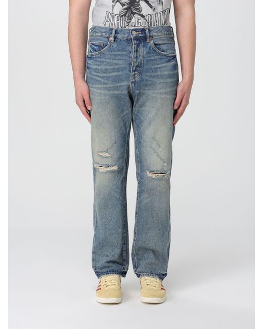 Jeans in denim used e distressed di Purple Brand in Blue da Uomo