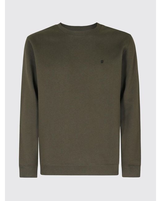 Dondup Green Cotton Crewneck Jumper With Contrast Logo for men