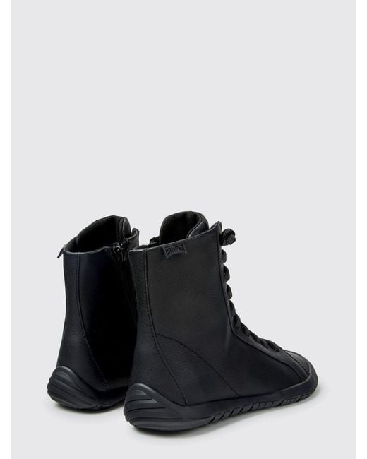 Camper Black Outdoor Smooth Calfskin Boots With Side Zip