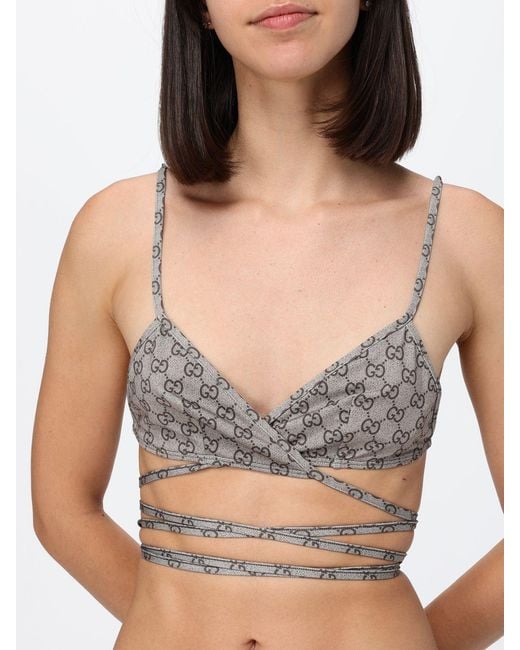 Gucci White Gg Monogram Jersey Triangle Bikini