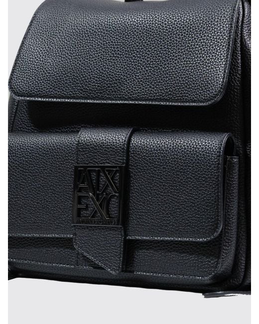 ARMANI EXCHANGE Black Grained Synthetic Leather Backpack
