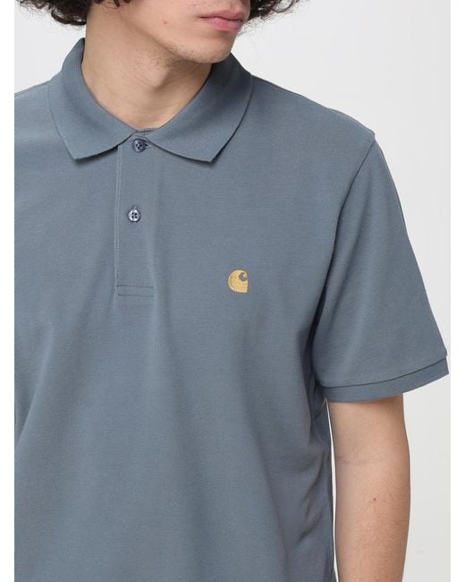 Carhartt Blue Cotton Polo Shirt With Logo for men