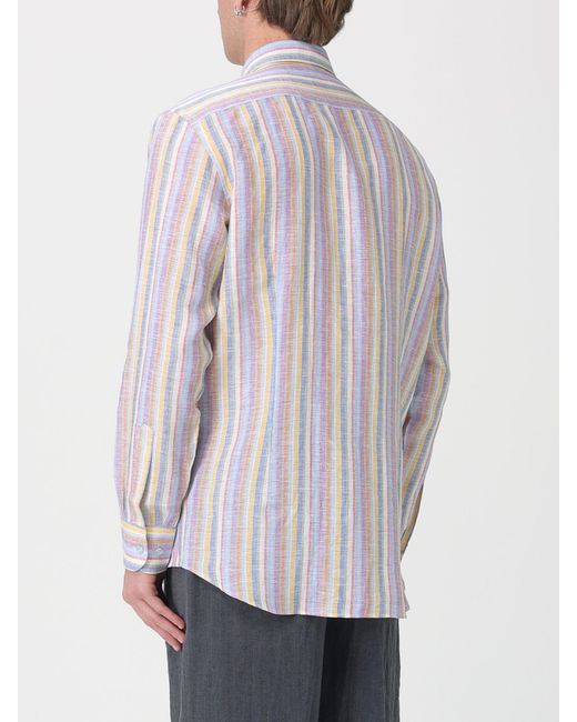 Etro Gray Striped Linen Shirt for men