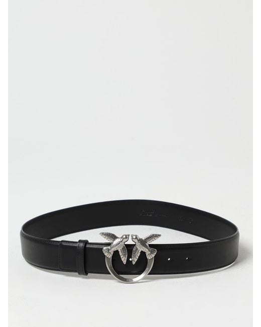 Pinko Gray Love Birds Leather Belt