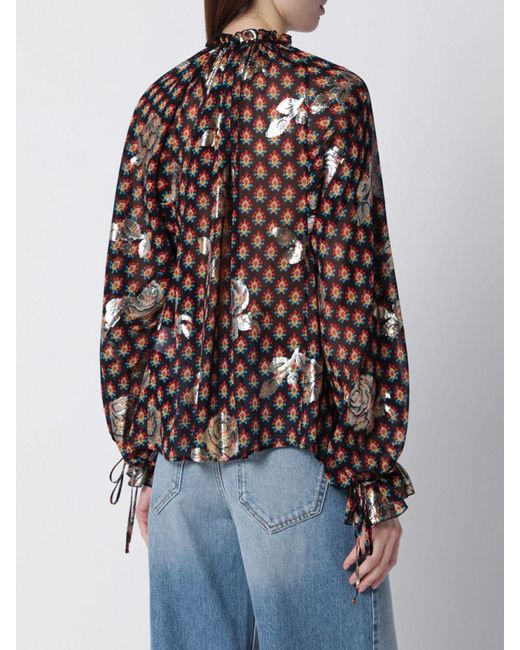 Etro Red Silk Shirt With Floral Print