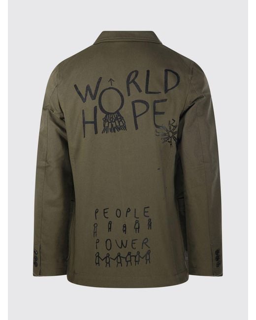 Comme des Garçons Green Cotton Blazer With Slogan for men
