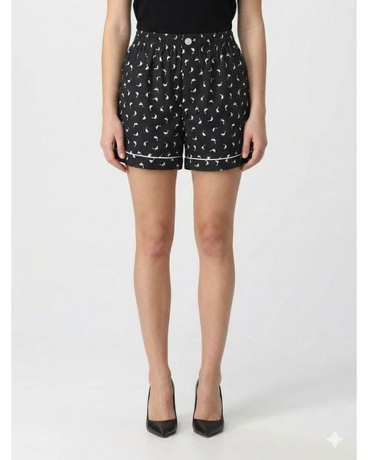 Moschino Couture Black Printed Silk Shorts