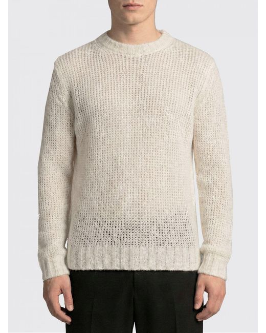 Jil Sander White Linen Crew Neck Sweater for men