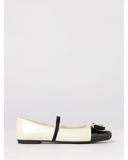 Ferragamo White Ballet Flat